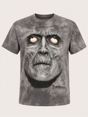 The Mountain Distortions Zombie Face Tie Dye Graphic Tee Gray Medium Gothic